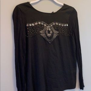 Unique black sequined top